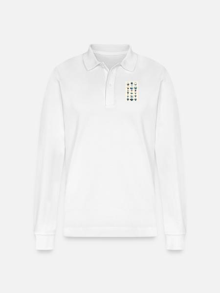 Versions of geometric spheres - Stanley/Stella Organic Unisex Long-Sleeved Polo Shirt Prepster - white