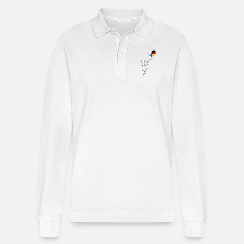 Das Luftballonmädchen - Stanley/Stella Unisex Bio-Langarm-Poloshirt Prepster - Weiß