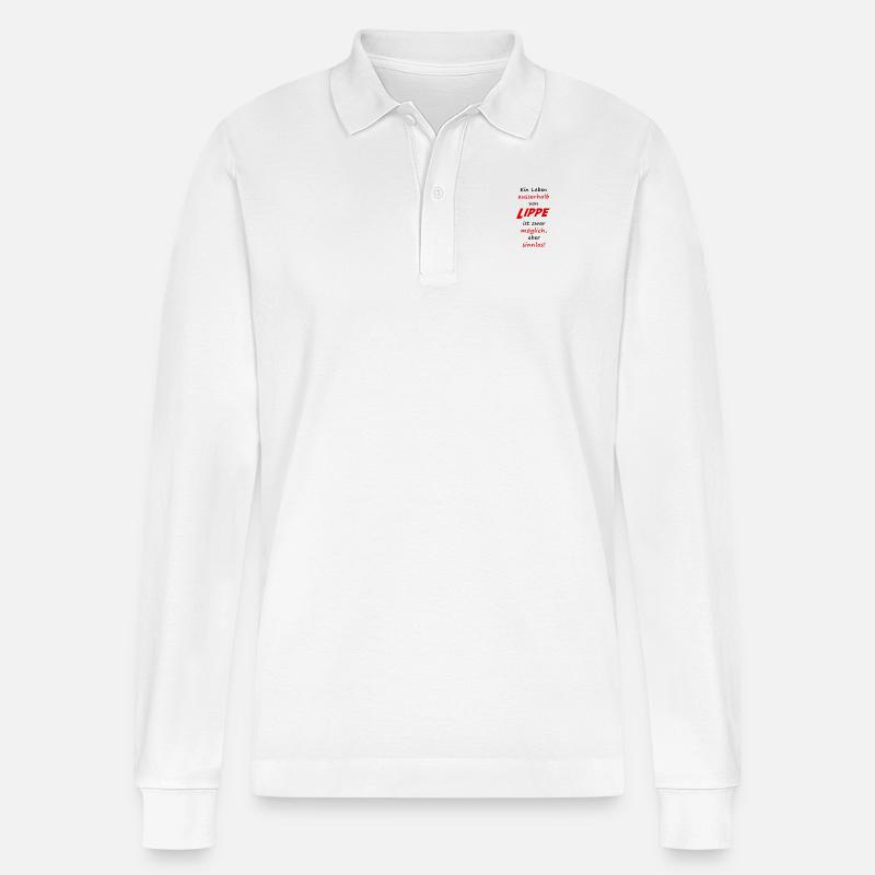 ausserhalb von Lippe - Stanley/Stella Unisex Bio-Langarm-Poloshirt Prepster - Weiß