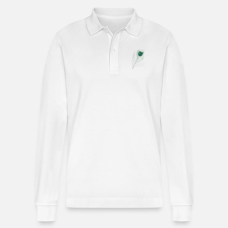 Feder_Gr--n - Stanley/Stella Unisex Bio-Langarm-Poloshirt Prepster - Weiß