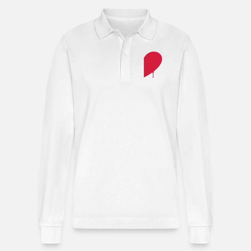 halbes herz mann - Stanley/Stella Unisex Bio-Langarm-Poloshirt Prepster - Weiß