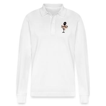 Gespenstisches T-Shirt - Stanley/Stella Unisex Bio-Langarm-Poloshirt Prepster - Weiß - Vorne - Anna (173cm) & Nico (186cm)
