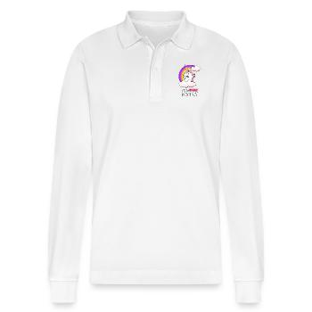 I'm a fucking unicorn - Stanley/Stella Unisex Bio-Langarm-Poloshirt Prepster - Weiß - Vorne - Anna (173cm) & Nico (186cm)