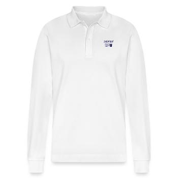 Drink - Stanley/Stella Organic Unisex Long-Sleeved Polo Shirt Prepster - white - Front - Anna (173cm) & Nico (186cm)