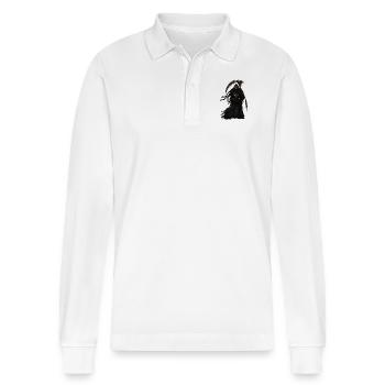 Grim Reaper 2 - Stanley/Stella Organic Unisex Long-Sleeved Polo Shirt Prepster - white - Front - Anna (173cm) & Nico (186cm)