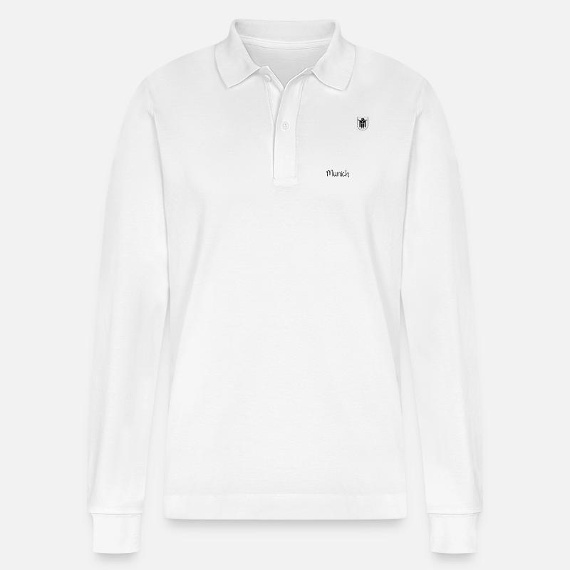 Monaco di Baviera - Monaco e stemma con Münchner Kindl - Polo a manica lunga ecologica unisex Prepster di Stanley/Stella - bianco