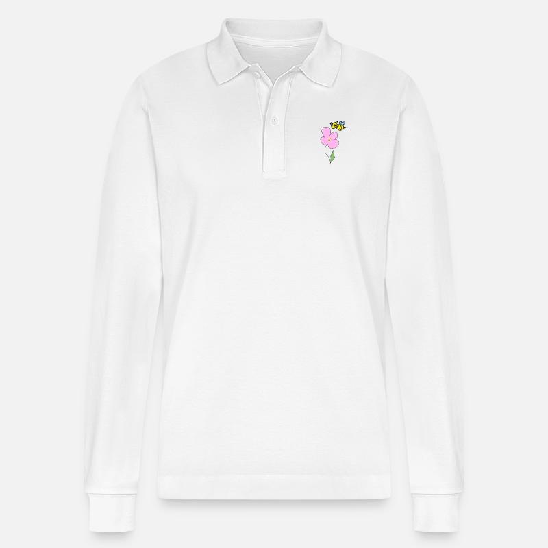 Biene - Stanley/Stella Unisex Bio-Langarm-Poloshirt Prepster - Weiß