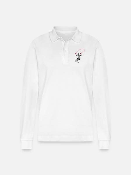 Skeleton during rope skipping - Stanley/Stella Organic Unisex Long-Sleeved Polo Shirt Prepster - white