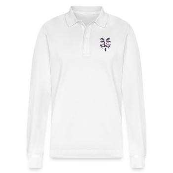 Anonymous mask - Fawkes - Stanley/Stella Organic Unisex Long-Sleeved Polo Shirt Prepster - white - Front - Anna (173cm) & Nico (186cm)