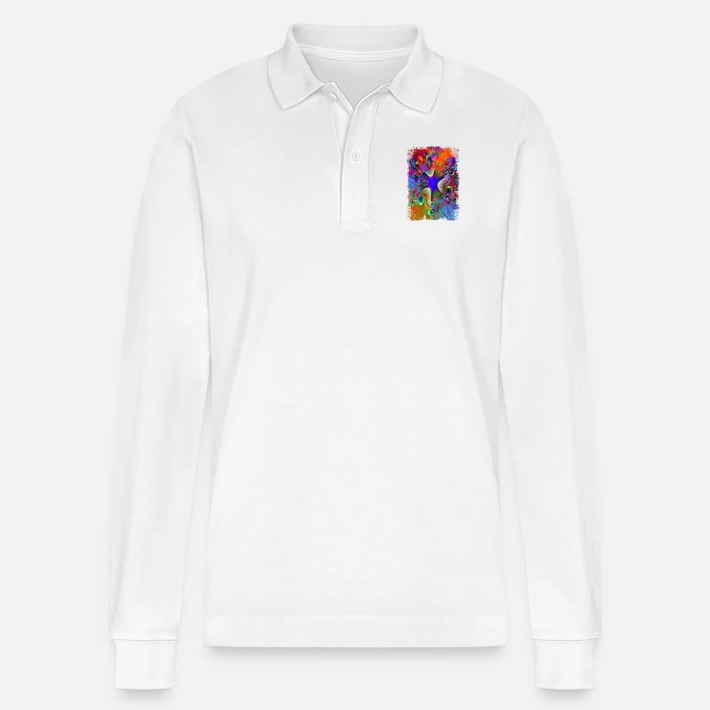 psychedelic power flower - Stanley/Stella Unisex Bio-Langarm-Poloshirt Prepster - Weiß