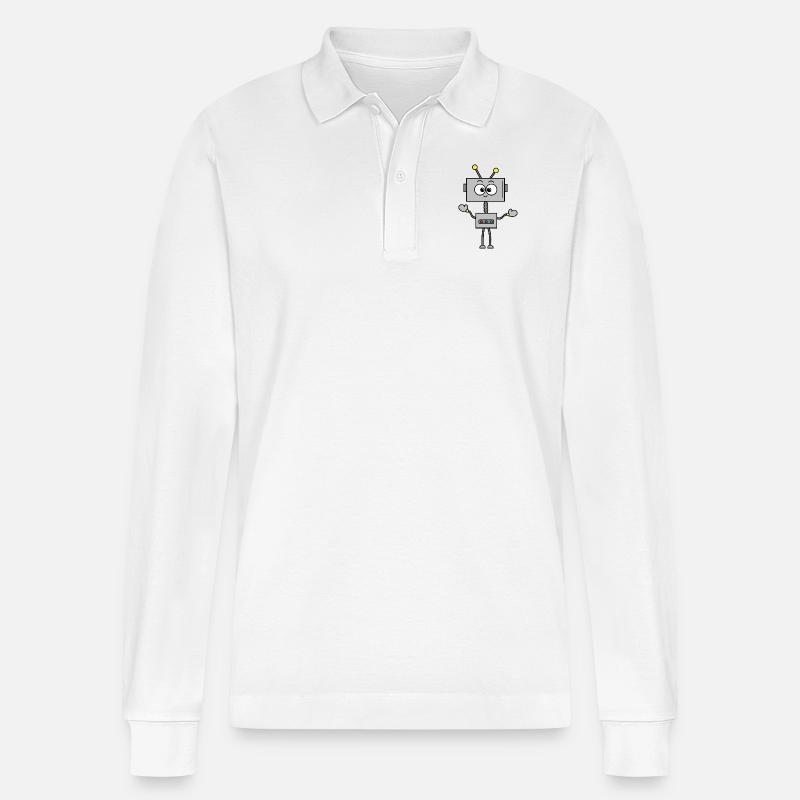 Roboter Robbie - Stanley/Stella Unisex Bio-Langarm-Poloshirt Prepster - Weiß