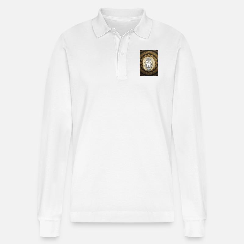 Mandala Leon Kunst - Stanley/Stella Unisex Bio-Langarm-Poloshirt Prepster - Weiß