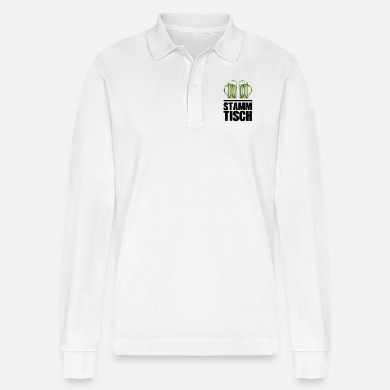 bier stammtisch - Stanley/Stella Unisex Bio-Langarm-Poloshirt Prepster - Weiß