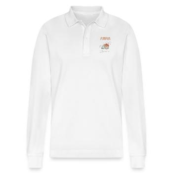 Herbstliche Kürbissaison - Stanley/Stella Unisex Bio-Langarm-Poloshirt Prepster - Weiß - Vorne - Anna (173cm) & Nico (186cm)