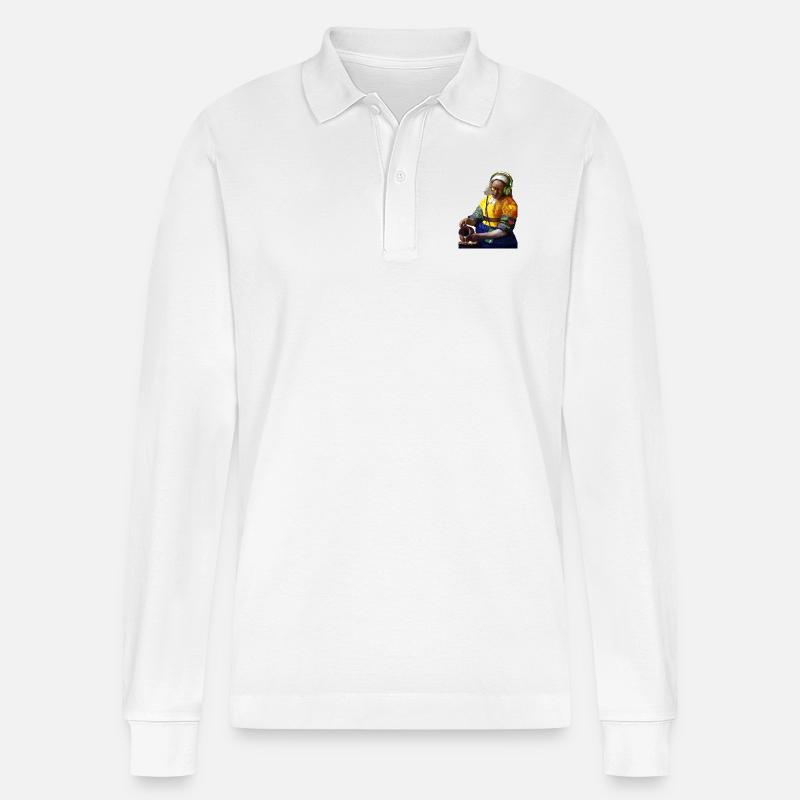 Milchmädchen - Stanley/Stella Unisex Bio-Langarm-Poloshirt Prepster - Weiß