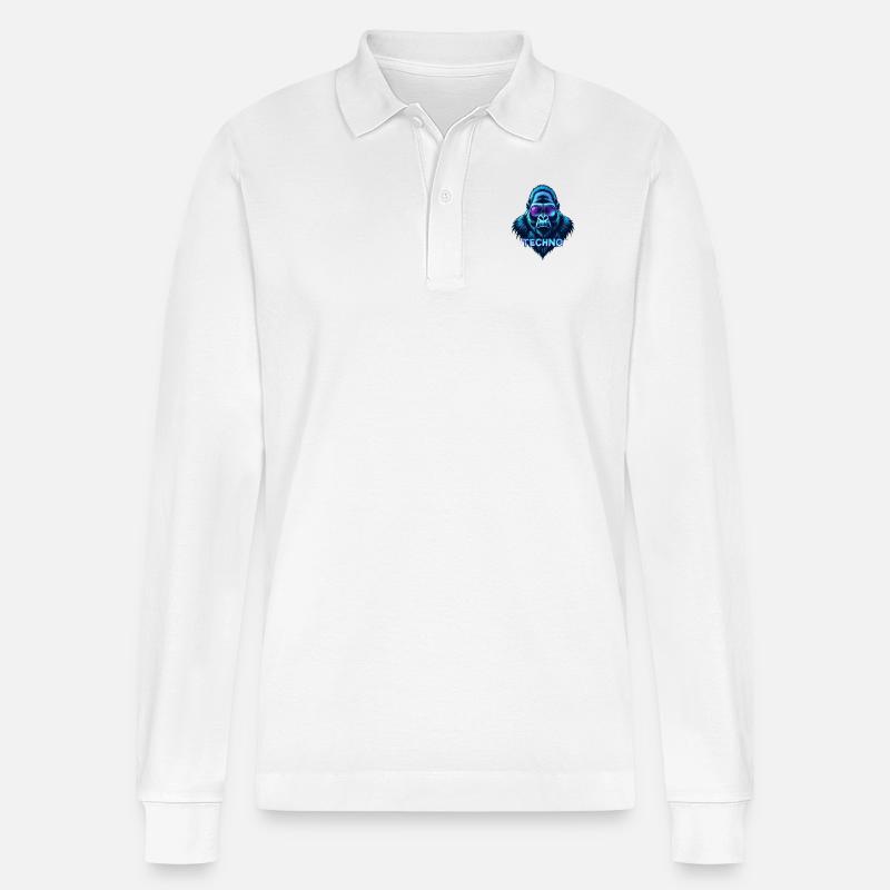 TECHNO GORILLA - Stanley/Stella Unisex Bio-Langarm-Poloshirt Prepster - Weiß