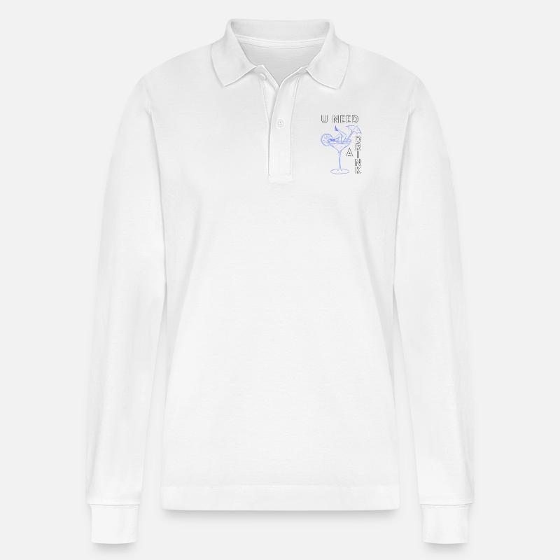 U need a drink - Stanley/Stella Unisex Bio-Langarm-Poloshirt Prepster - Weiß