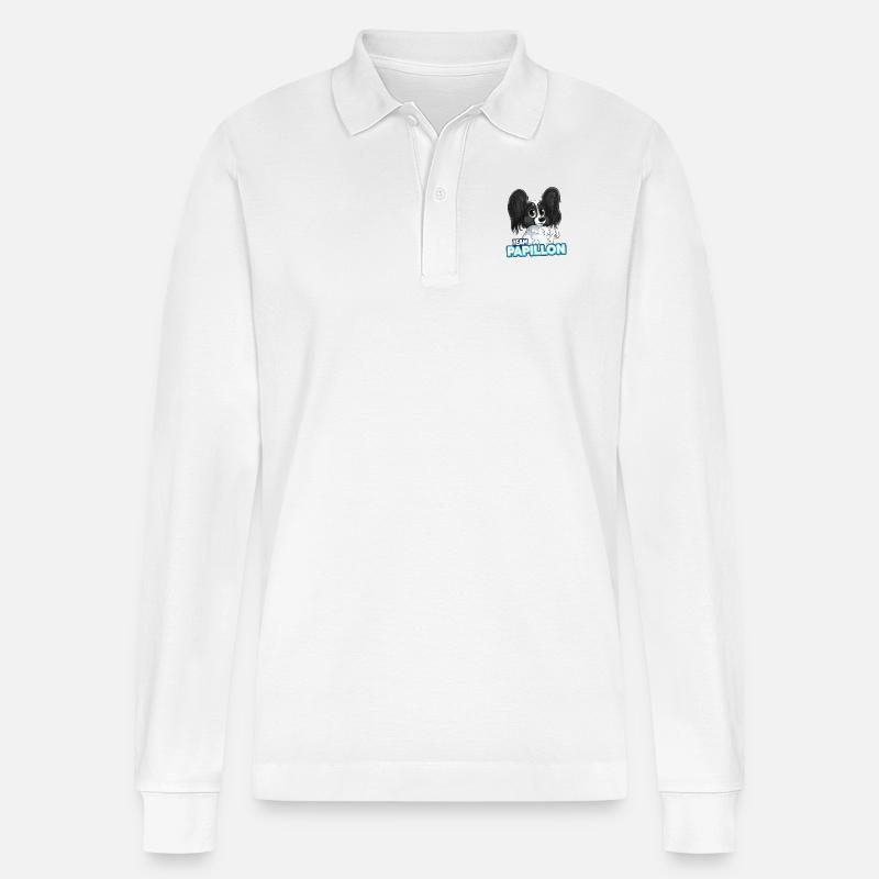 TEAM Schmetterling - Schwarz - Stanley/Stella Unisex Bio-Langarm-Poloshirt Prepster - Weiß
