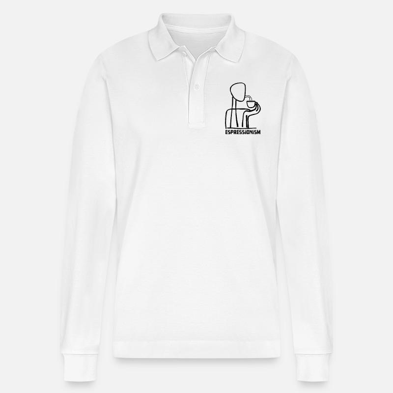 Espressionism - Espresso - Kaffee trinken - Stanley/Stella Unisex Bio-Langarm-Poloshirt Prepster - Weiß