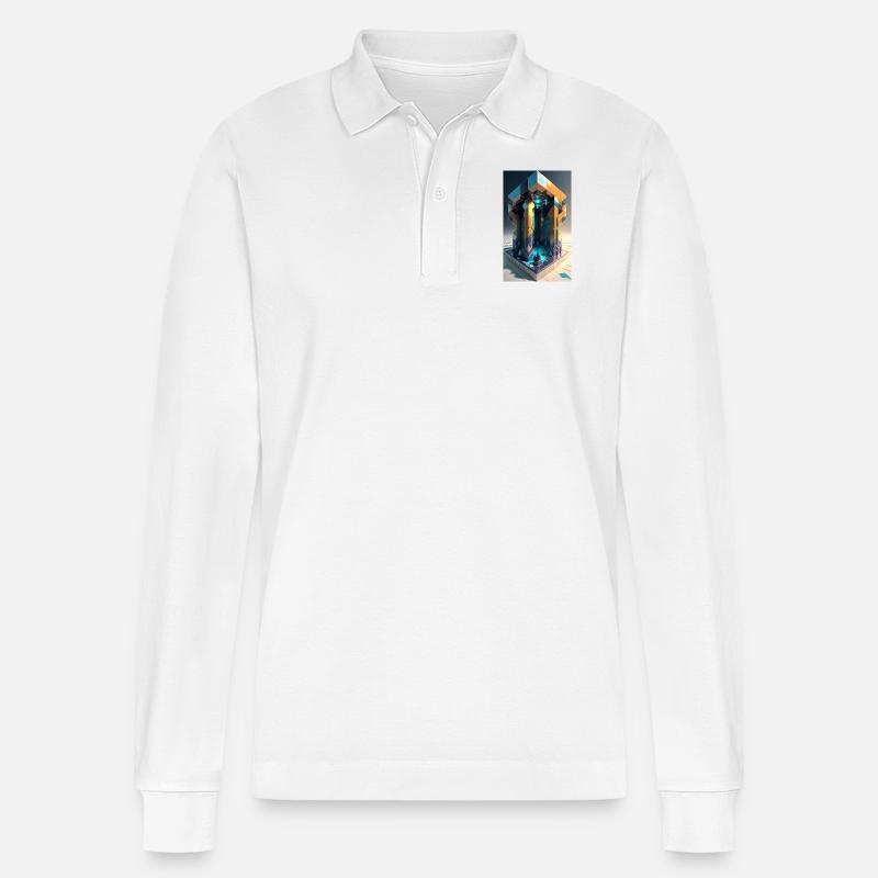 Verpixelte Träume - Stanley/Stella Unisex Bio-Langarm-Poloshirt Prepster - Weiß
