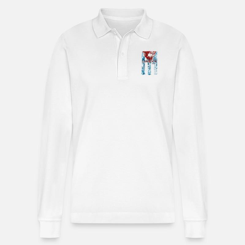 Cuban Classic Flagg - Stanley/Stella Unisex Bio-Langarm-Poloshirt Prepster - Weiß