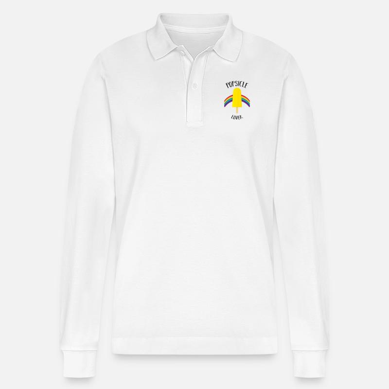 POPSICLE LOVER - Stanley/Stella Unisex Bio-Langarm-Poloshirt Prepster - Weiß