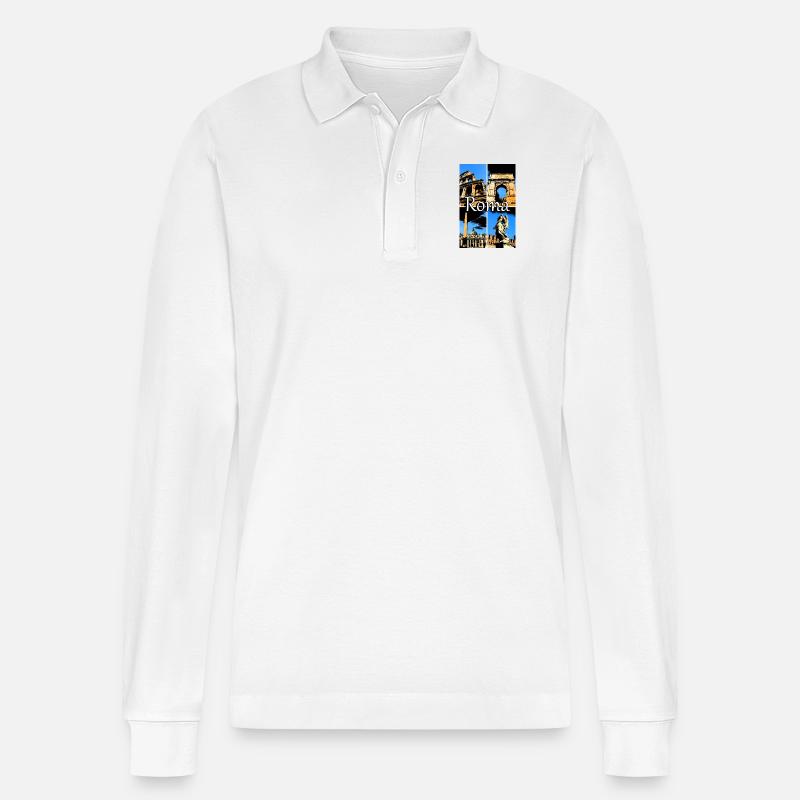 Roma Collage Comic sign lettering - Stanley/Stella Unisex Bio-Langarm-Poloshirt Prepster - Weiß