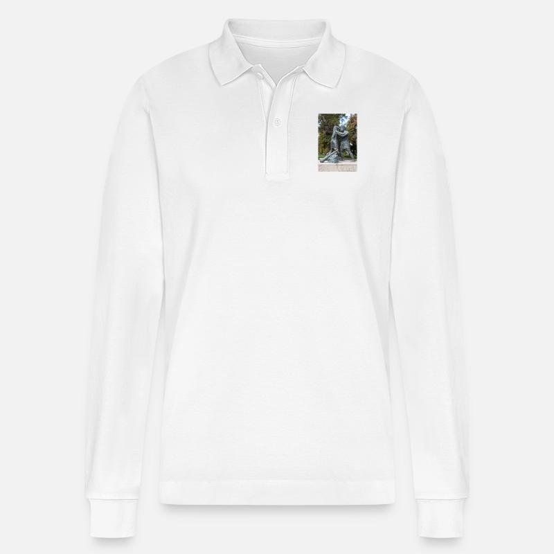 Statue des mythologischen Ringkampfes - Stanley/Stella Unisex Bio-Langarm-Poloshirt Prepster - Weiß