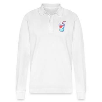 Cup of Soda - Feeling Refreshed - Stanley/Stella Organic Unisex Long-Sleeved Polo Shirt Prepster - white - Front - Anna (173cm) & Nico (186cm)