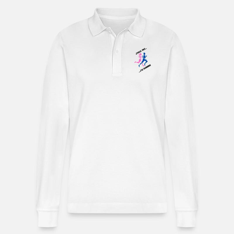I can't I have Running - Stanley/Stella Unisex Bio-Langarm-Poloshirt Prepster - Weiß
