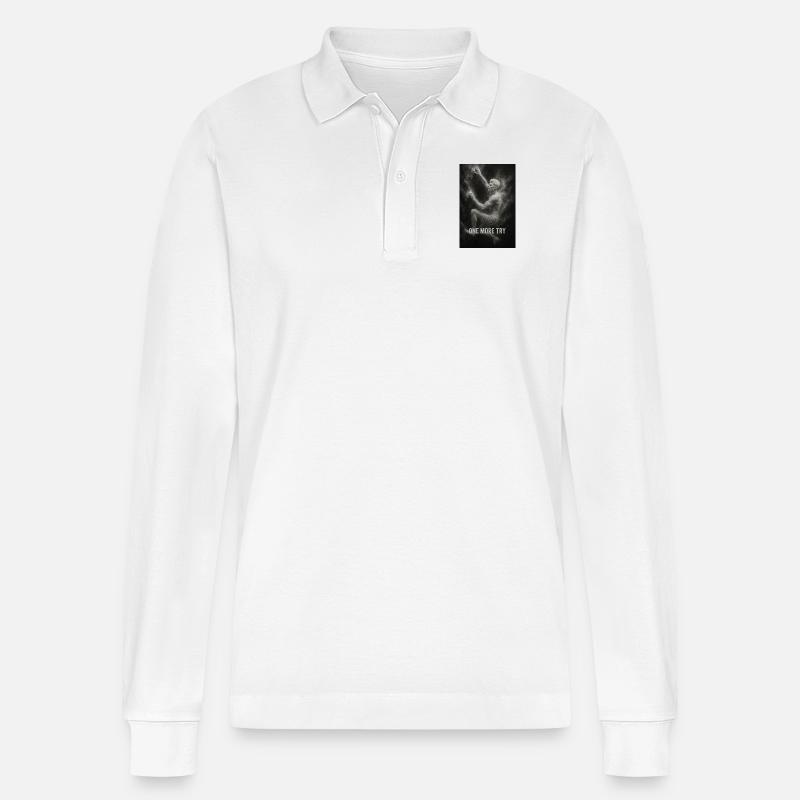 One more try. - Stanley/Stella Organic Unisex Long-Sleeved Polo Shirt Prepster - white