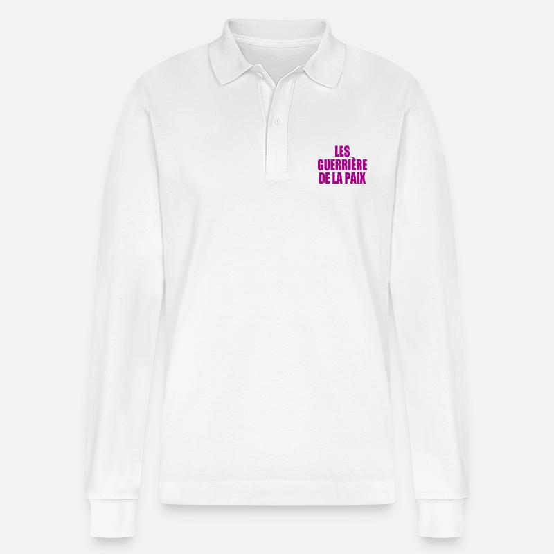 Die Krieger des Friedens - Stanley/Stella Unisex Bio-Langarm-Poloshirt Prepster - Weiß