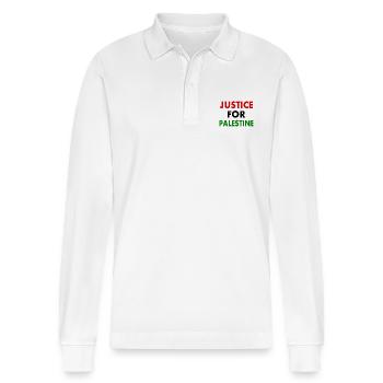 Justice for palestine - Stanley/Stella Organic Unisex Long-Sleeved Polo Shirt Prepster - white - Front - Anna (173cm) & Nico (186cm)