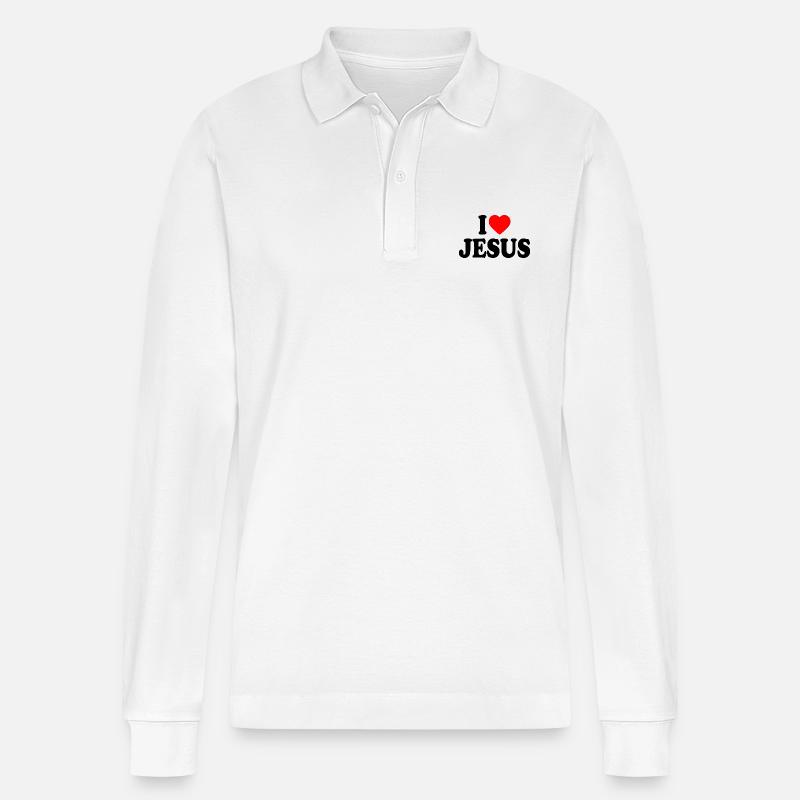 I love jesus - Stanley/Stella Unisex Bio-Langarm-Poloshirt Prepster - Weiß