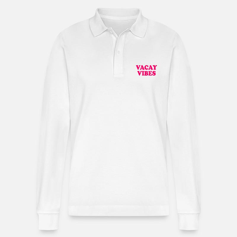 Vacay vibes - Stanley/Stella Unisex Bio-Langarm-Poloshirt Prepster - Weiß
