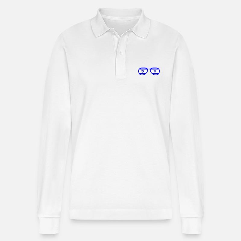 Israel - Stanley/Stella Unisex Bio-Langarm-Poloshirt Prepster - Weiß