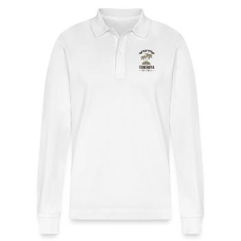 Reif für die Insel Teneriffa - Stanley/Stella Unisex Bio-Langarm-Poloshirt Prepster - Weiß - Vorne - Anna (173cm) & Nico (186cm)