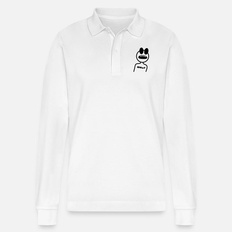 WHY - Strichmännchen - Stanley/Stella Unisex Bio-Langarm-Poloshirt Prepster - Weiß