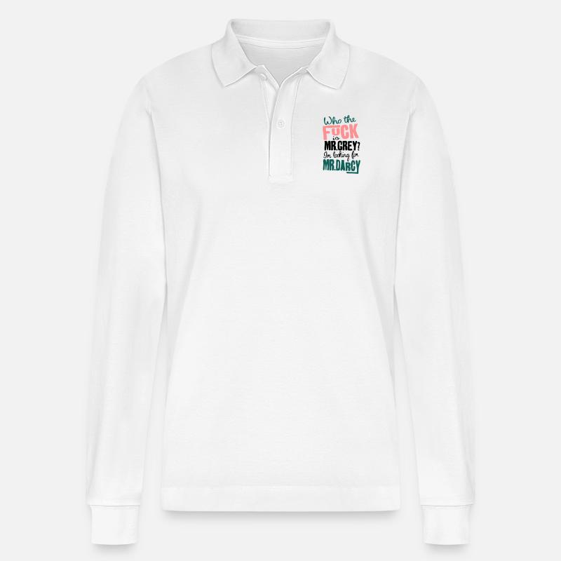 whothefk - Stanley/Stella Unisex Bio-Langarm-Poloshirt Prepster - Weiß