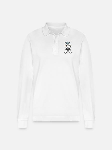 Polar Bear Comic - Stanley/Stella Organic Unisex Long-Sleeved Polo Shirt Prepster - white