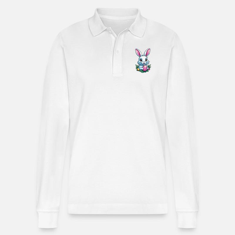 Osterhase - Stanley/Stella Unisex Bio-Langarm-Poloshirt Prepster - Weiß
