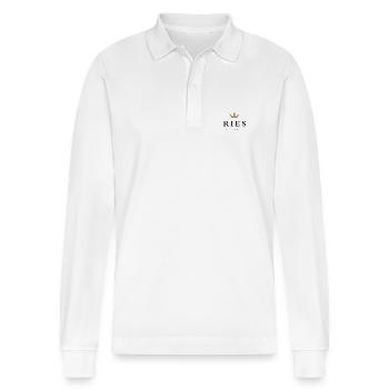 Ries Original Familienlogo - Stanley/Stella Unisex Bio-Langarm-Poloshirt Prepster - Weiß - Vorne - Anna (173cm) & Nico (186cm)