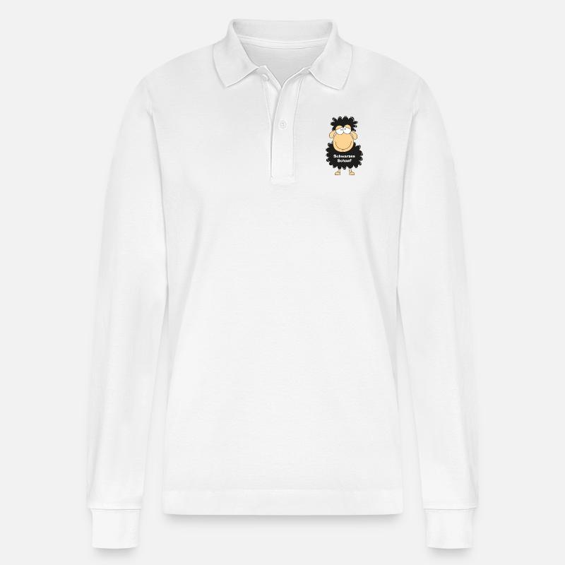 Schwarzes Schaaf - Stanley/Stella Unisex Bio-Langarm-Poloshirt Prepster - Weiß