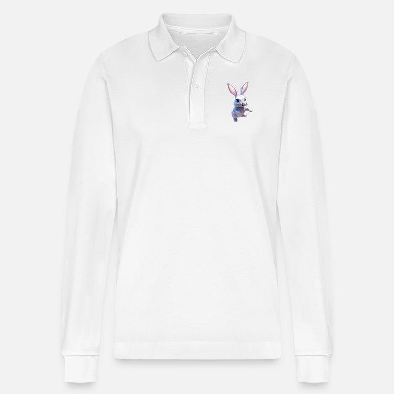 Rabbit Cuty - Stanley/Stella Unisex Bio-Langarm-Poloshirt Prepster - Weiß