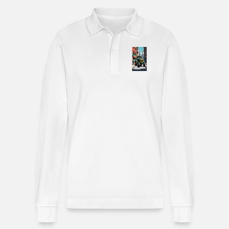 Traktor auf Bauernprotest - Stanley/Stella Unisex Bio-Langarm-Poloshirt Prepster - Weiß