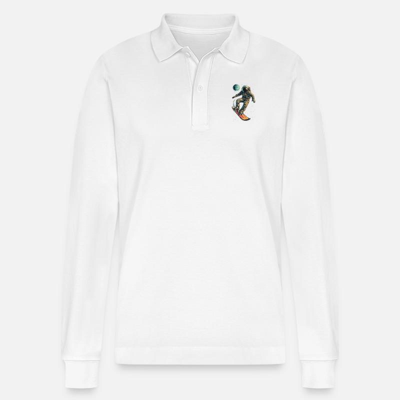 Zero Gravity Snowboarden - Stanley/Stella Unisex Bio-Langarm-Poloshirt Prepster - Weiß