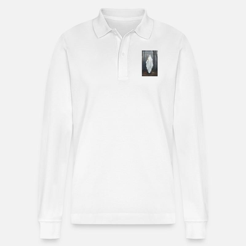 Gespenst mit Blümchen - Stanley/Stella Unisex Bio-Langarm-Poloshirt Prepster - Weiß