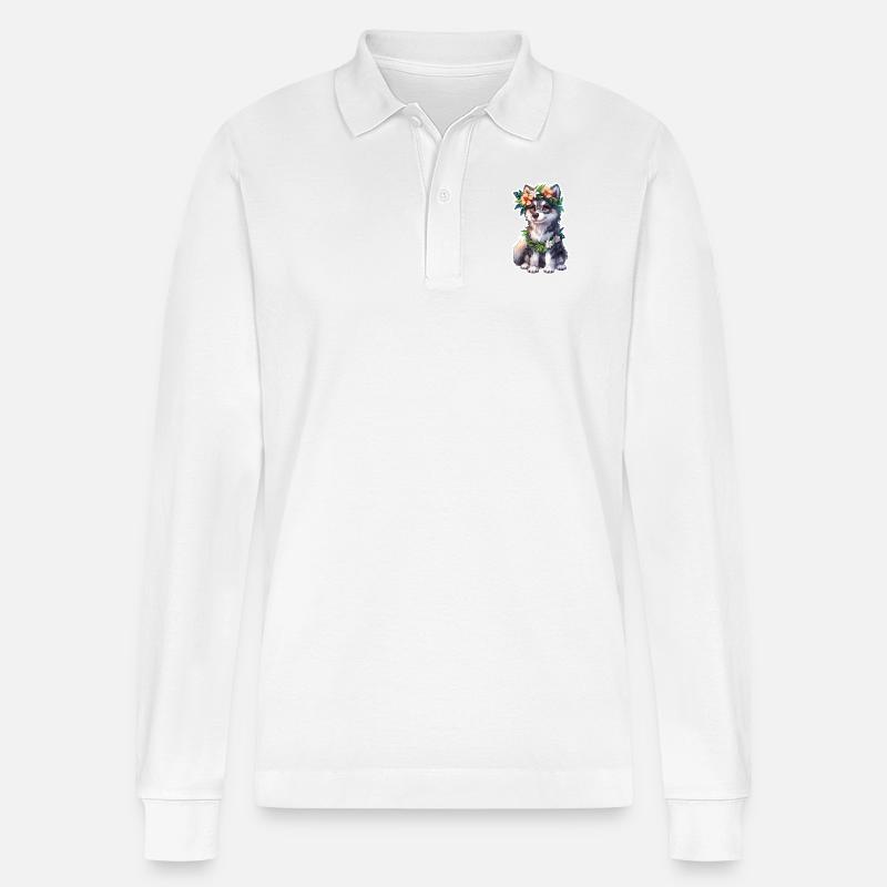 Husky Hawaii - Stanley/Stella Unisex Bio-Langarm-Poloshirt Prepster - Weiß