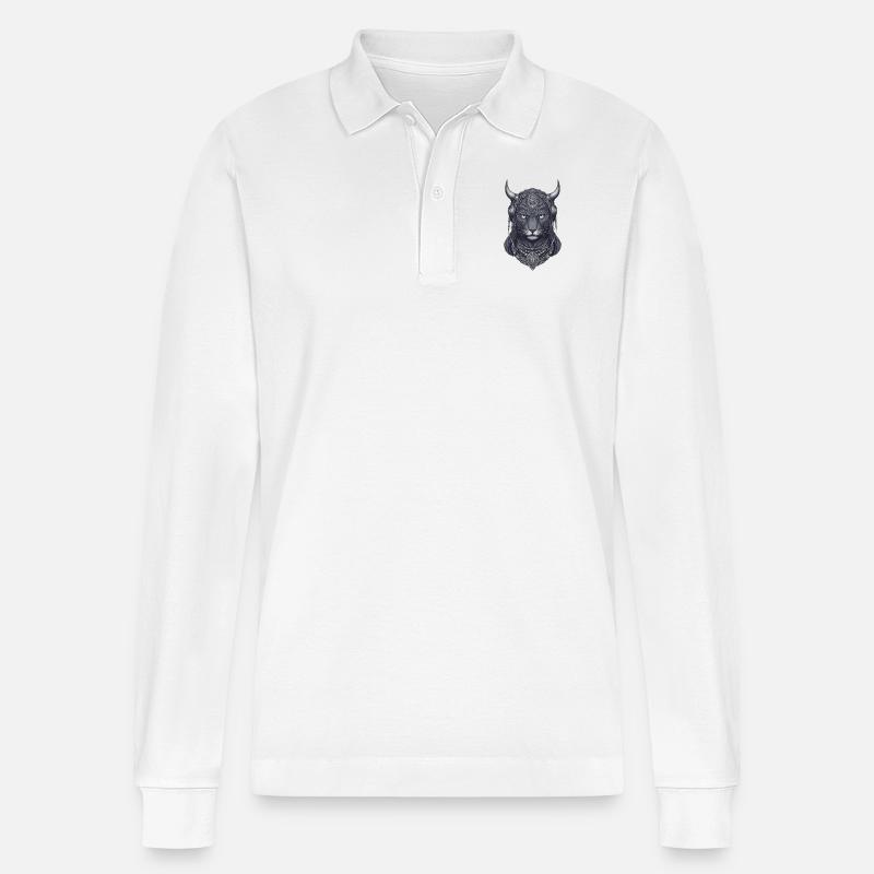 Katze - Stanley/Stella Unisex Bio-Langarm-Poloshirt Prepster - Weiß