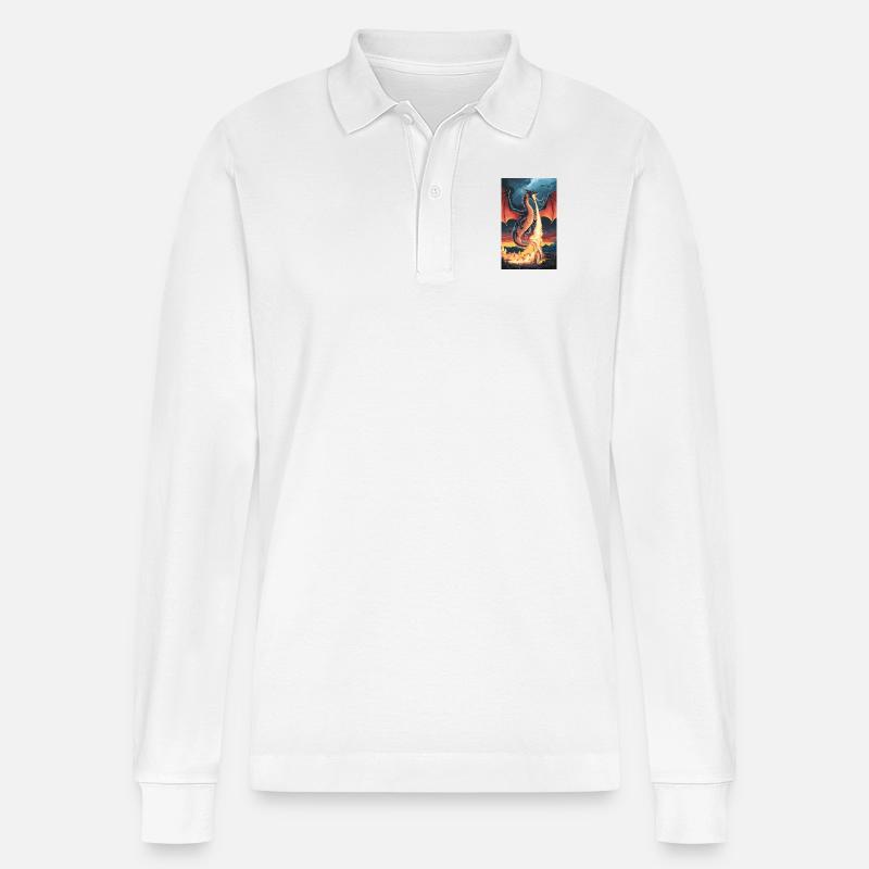 FEUERSPEIENDER DRACHE - Stanley/Stella Unisex Bio-Langarm-Poloshirt Prepster - Weiß